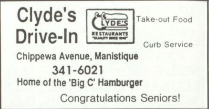 Clydes Drive-In - Yearbook Ad